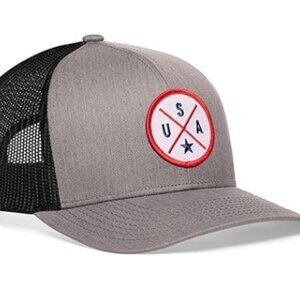 USA Trucker Hat – Gray & Black Mesh Snapback, Used Like New